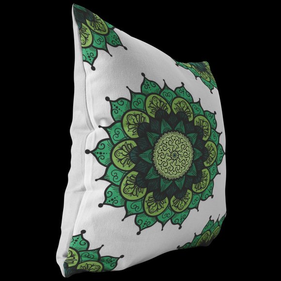 Moroccan Style Green Mandala Decorative Pillow - Picture 5 of 6